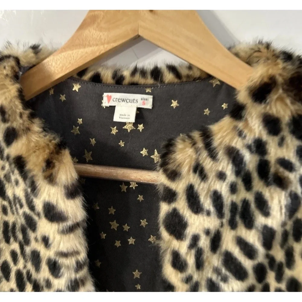 Girls J. Crew Crewcuts Animal Print Faux-Fur Vest Gilet - Size Small